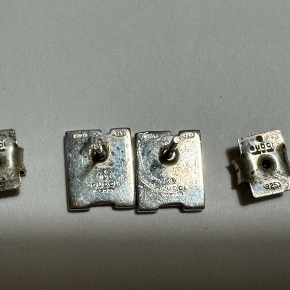 GUCCI G Logo Silver Earrings piercing SV925 Authentic Women's - Picture 6 of 7